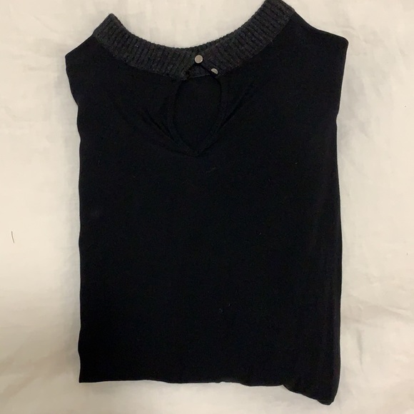 Black business casual long sleeve w knitted collar - Picture 3 of 3